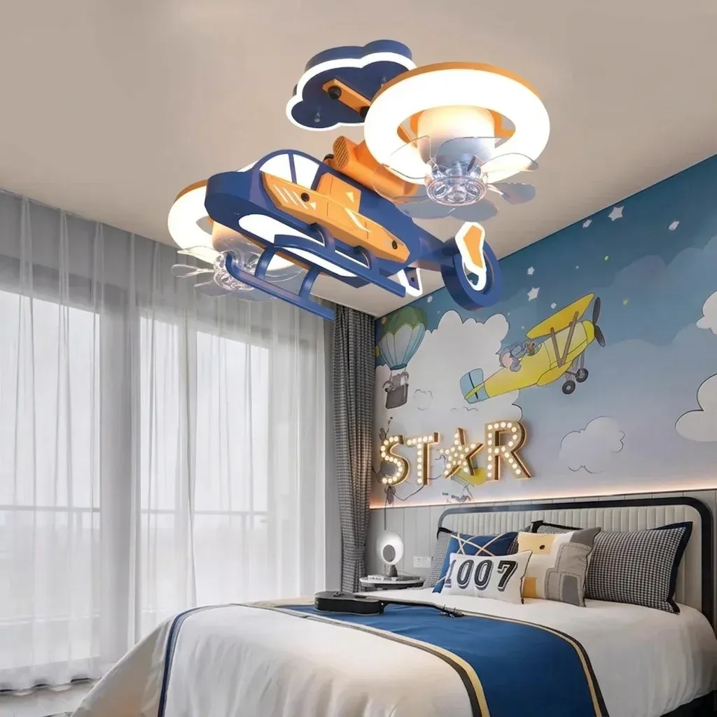 מאוורר תקרה מטוס חכם עם לד