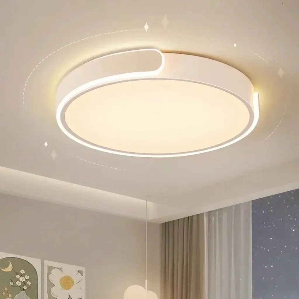 מנורת תקרה עגולה לבנה צמודת תקרה