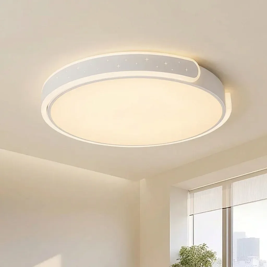 מנורת תקרה עגולה צמודת תקרה לבנה