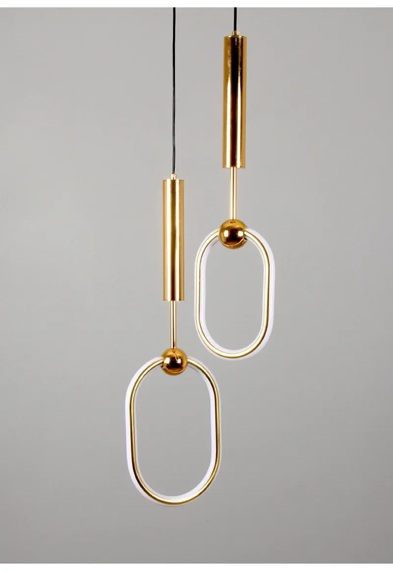 מנורת תלייה נורדית מוזהבת דו מוקדית