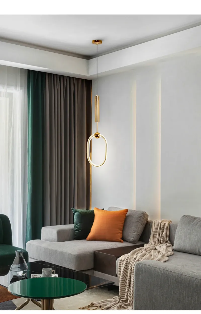 מנורת תלייה נורדית מוזהבת דו מוקדית