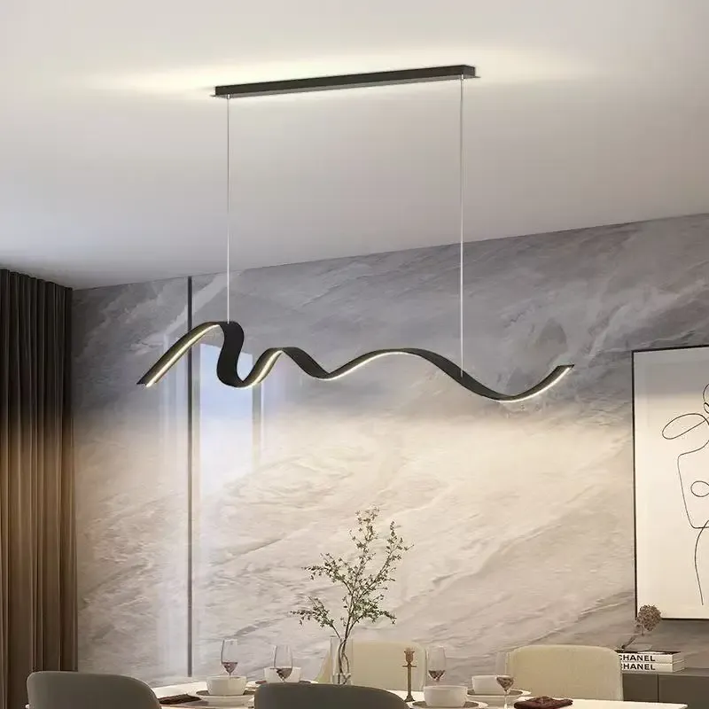 נברשת גל מודרנית מאלומיניום עם עמעום ושלט