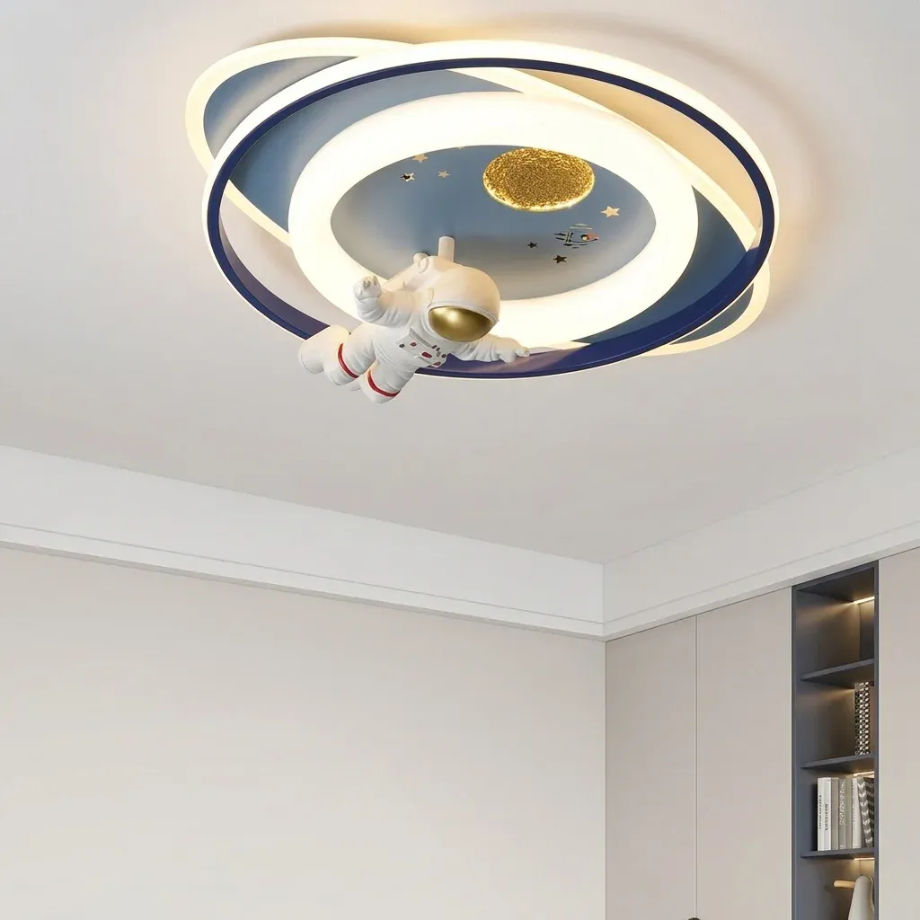 מנורת תקרה אסטרונאוט שחורה לחדר ילדים