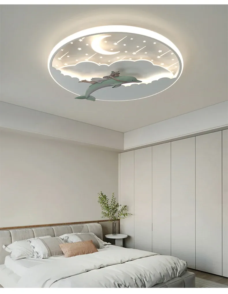 מנורת תקרה לד מעוצבת לבנה לחדר ילדים ולפינת לימוד