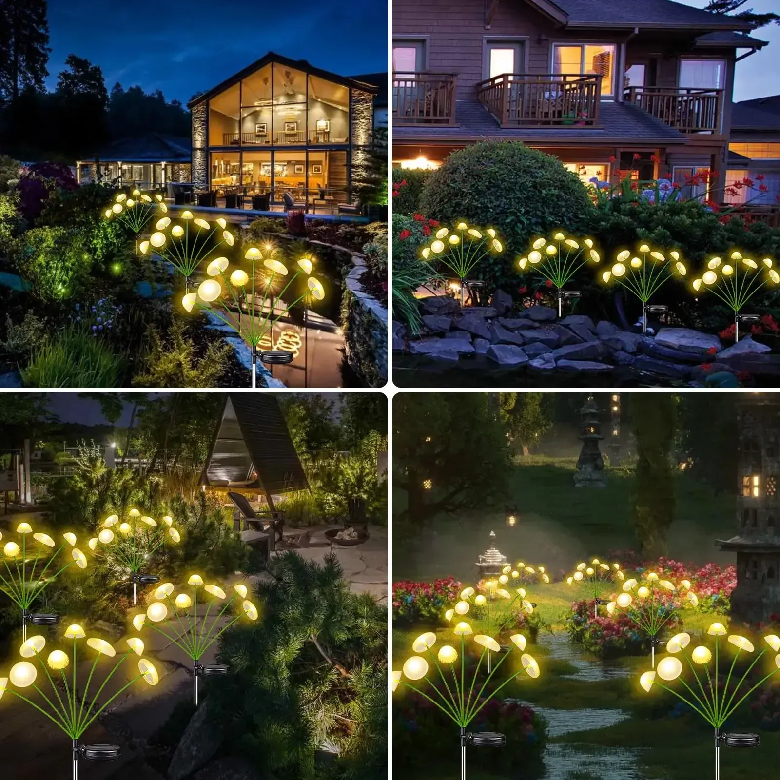 מנורות פטרייה סולאריות לגינה עם 10 לדים