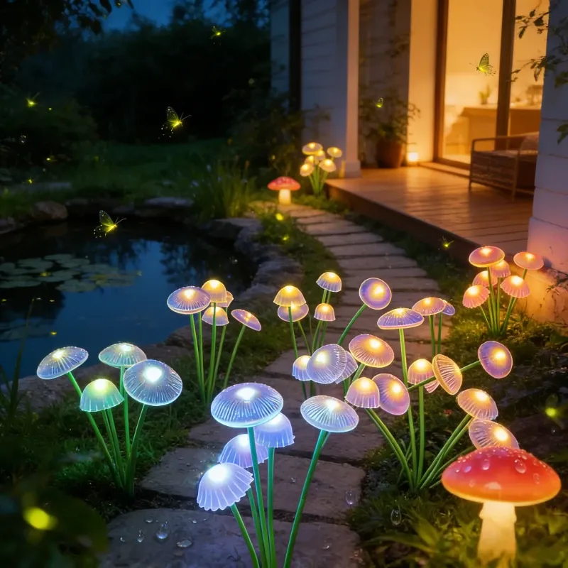 מנורות פטרייה סולאריות לגינה עם 10 לדים