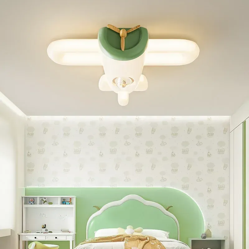 מנורת תלייה מטוס שמנת לד לחדר ילדים