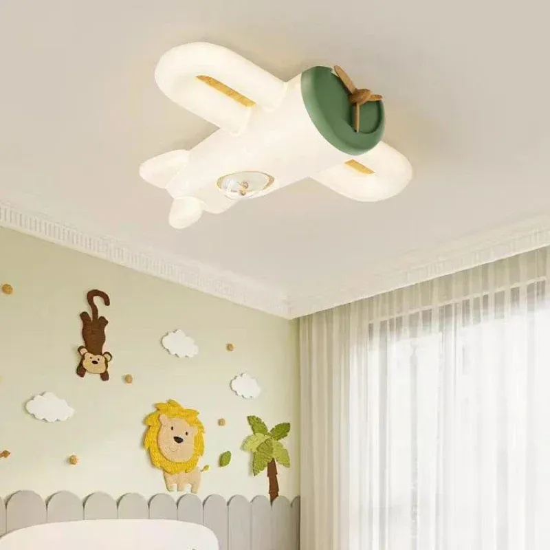 מנורת תלייה מטוס שמנת לד לחדר ילדים