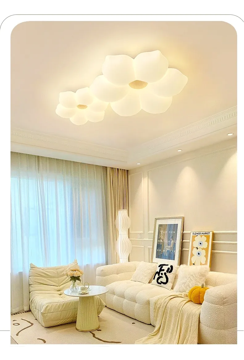 מנורת תקרה עלי כותרת ורודה דימרית לחדר ילדות