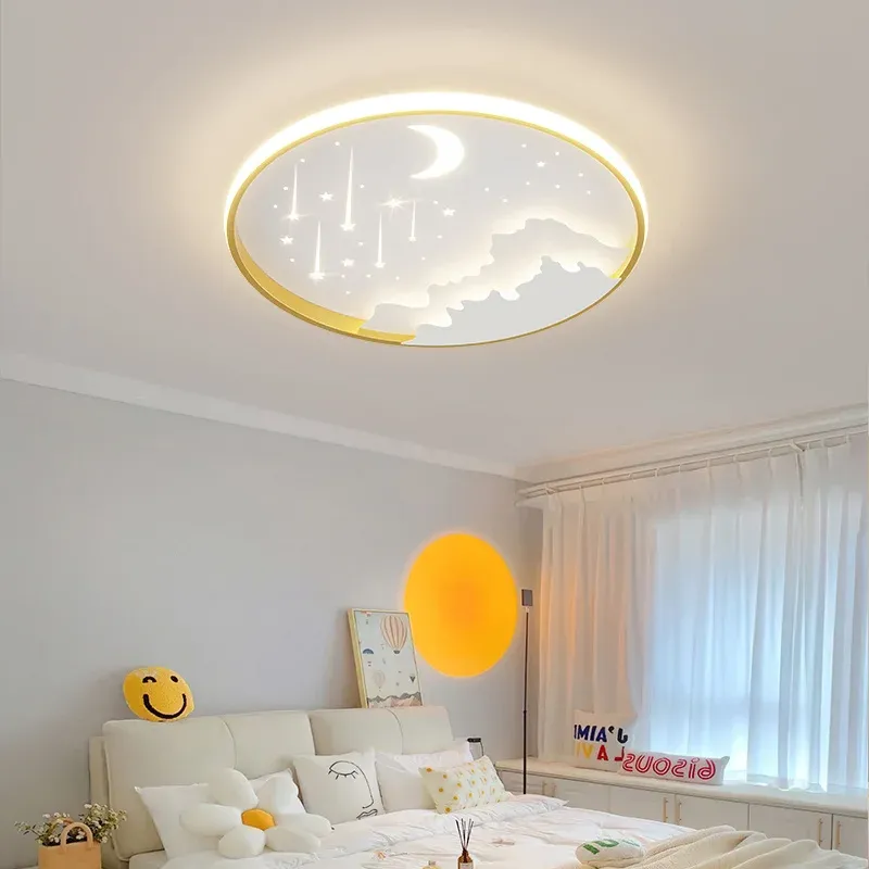 מנורת תקרה שמי ירח וכוכב תכלת דימרית עם שלט