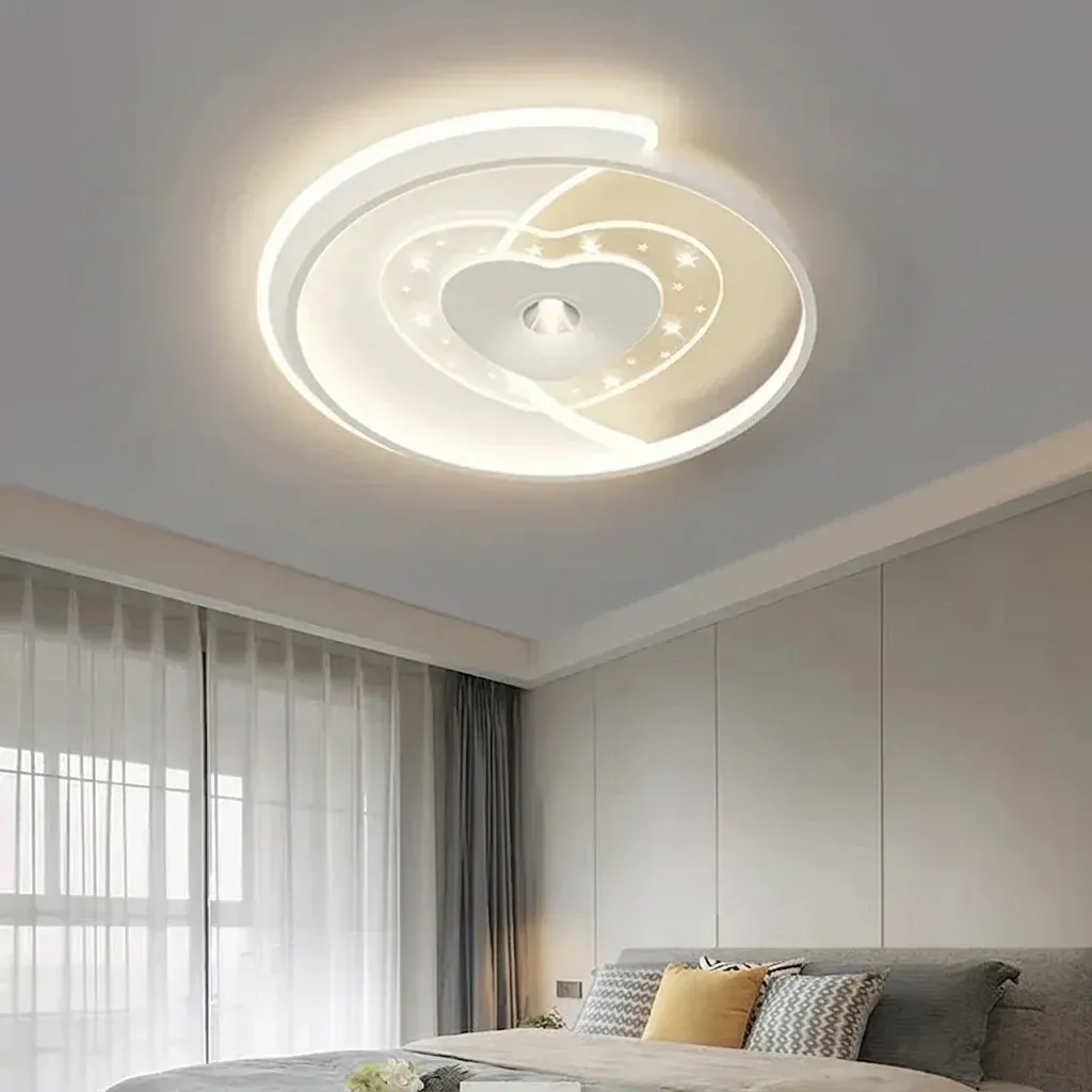 מנורת תקרה לבנה לב וירח