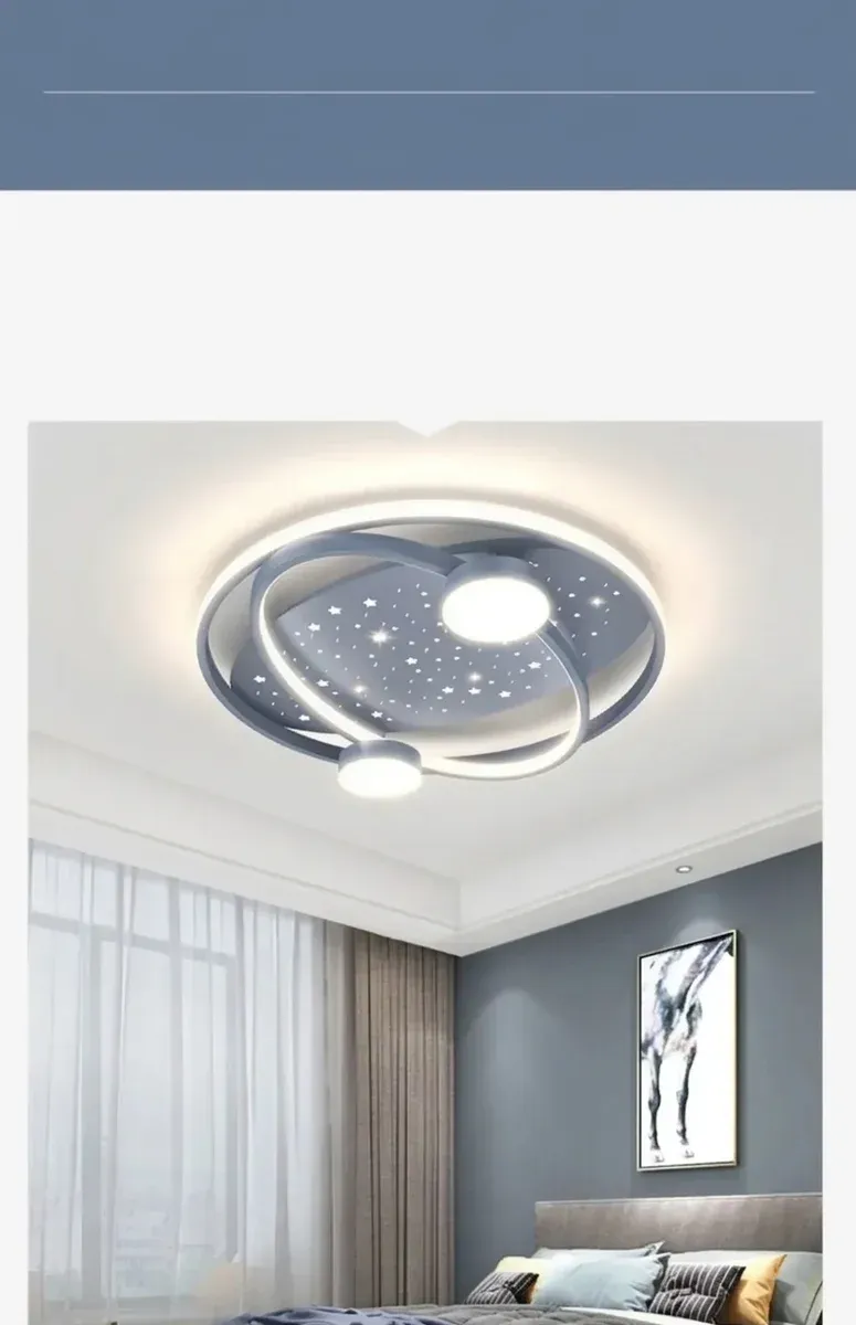 מנורת תקרה ירח אפור דימרית לילדים