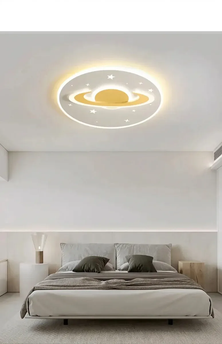 מנורת תקרה חלל כוכבים לבנה לילדים