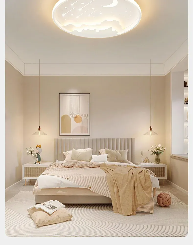 מנורת תקרה ירח כחולה דימרית עם שלט לחדר ילדים