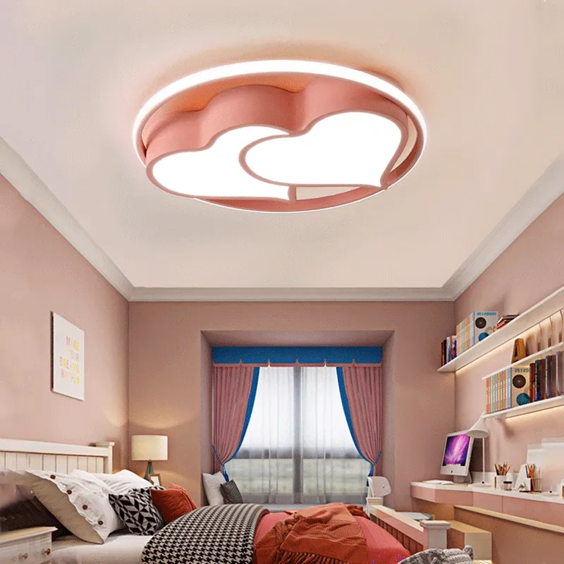 מנורת תקרה לב כחולה לחדר ילדים עם שלט