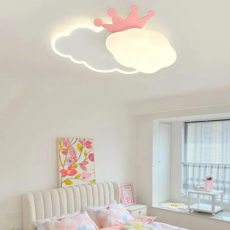 מנורת תקרה לד ענן כתר ורוד לחדר ילדים