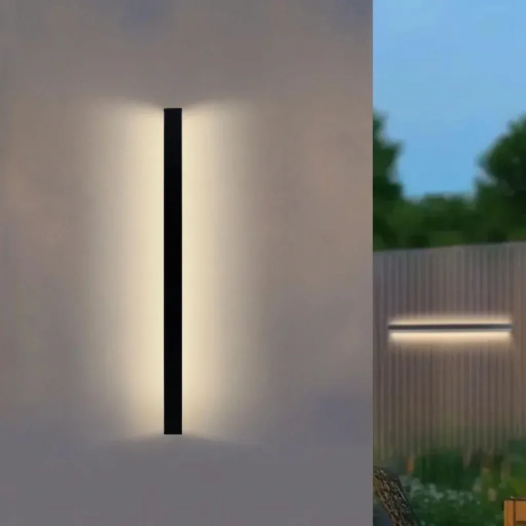 מנורת קיר חוץ ליניארית שחורה מוגנת מים