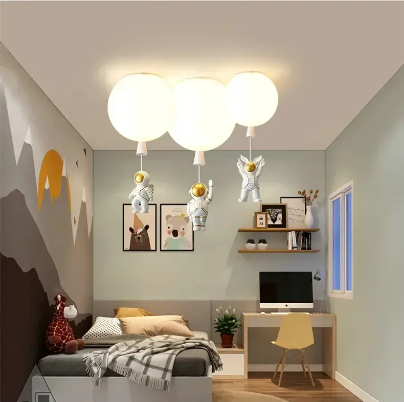 מנורת תקרה בועות אסטרונאוט ירוקה E27 לחדר ילדים