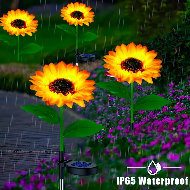 מנורת שביל חמנייה סולארית לגינה