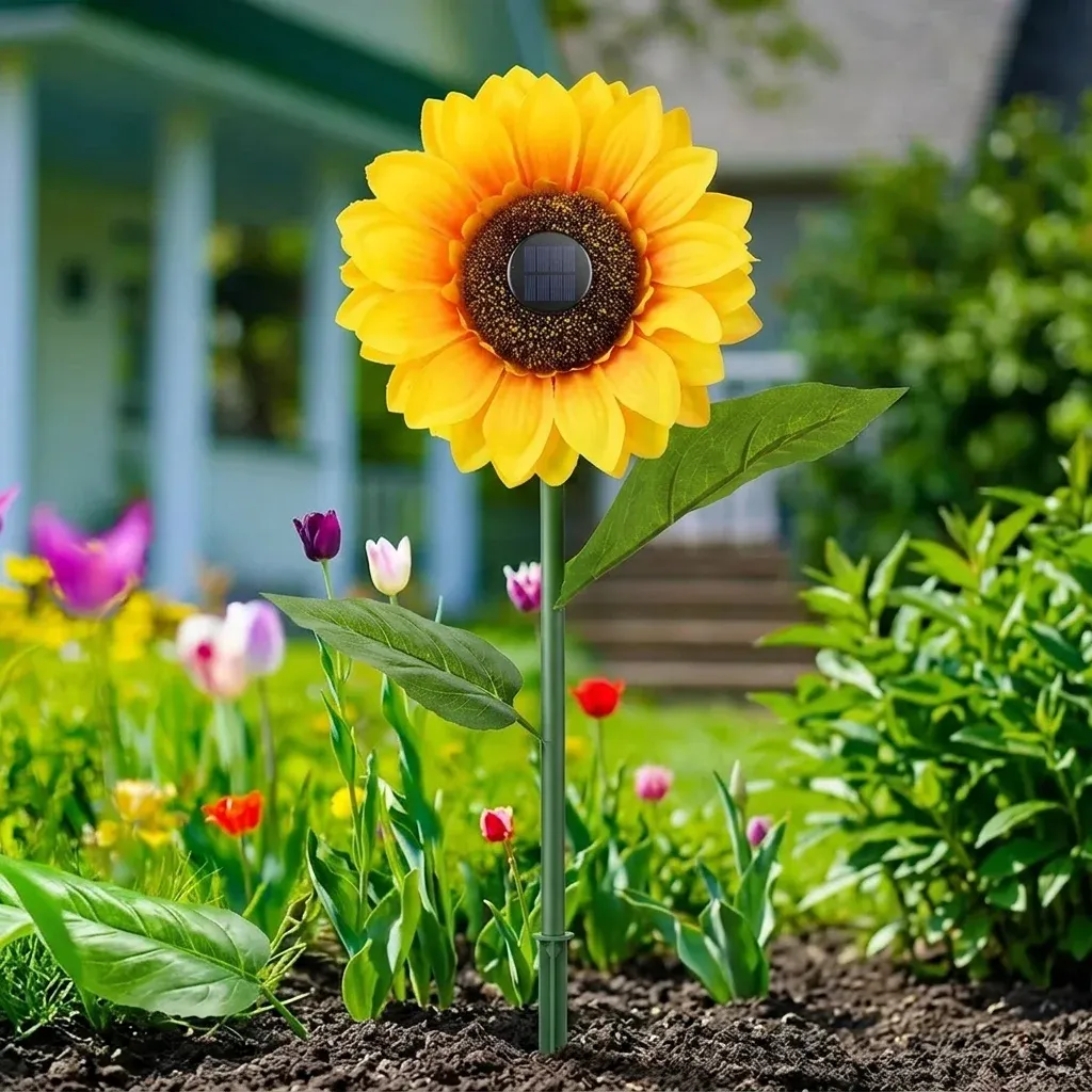 מנורת שביל חמנייה סולארית לגינה