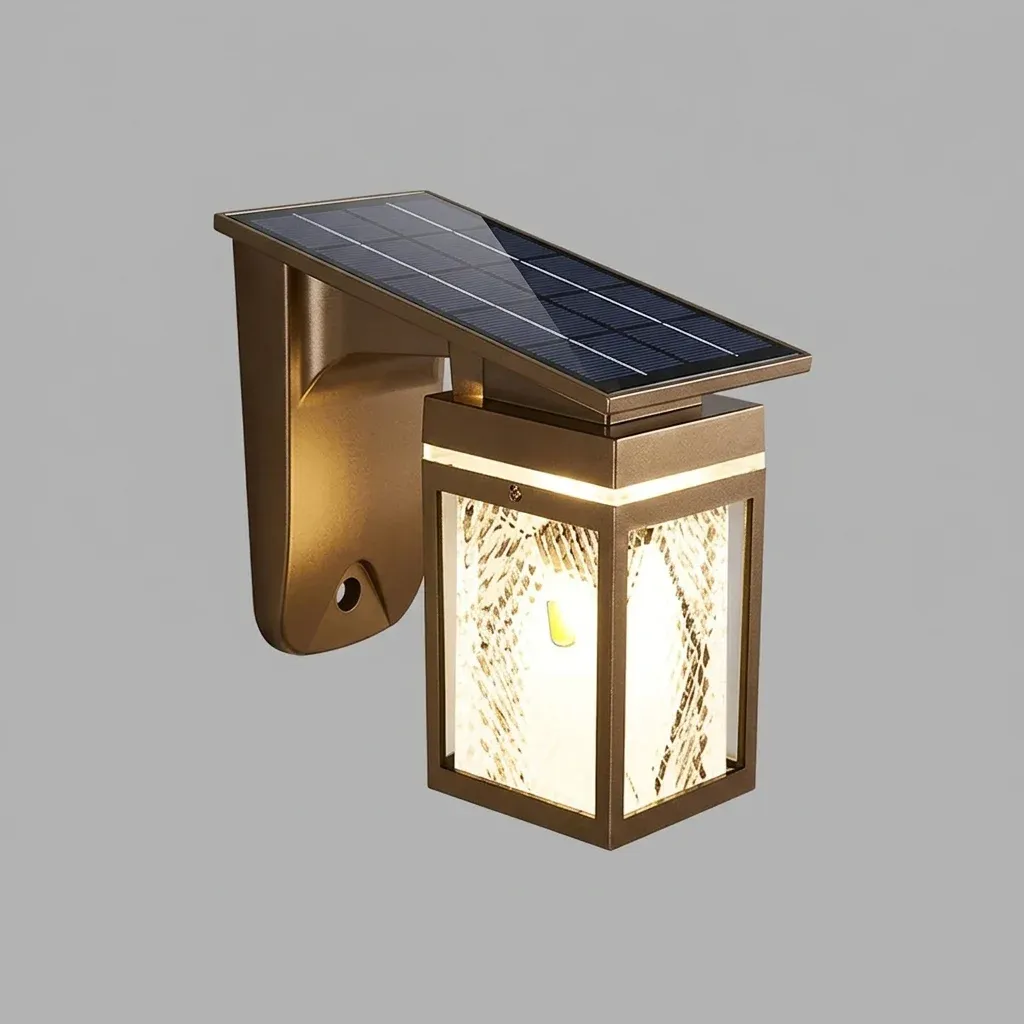 מנורת קיר סולארית עששית חוץ נקייה