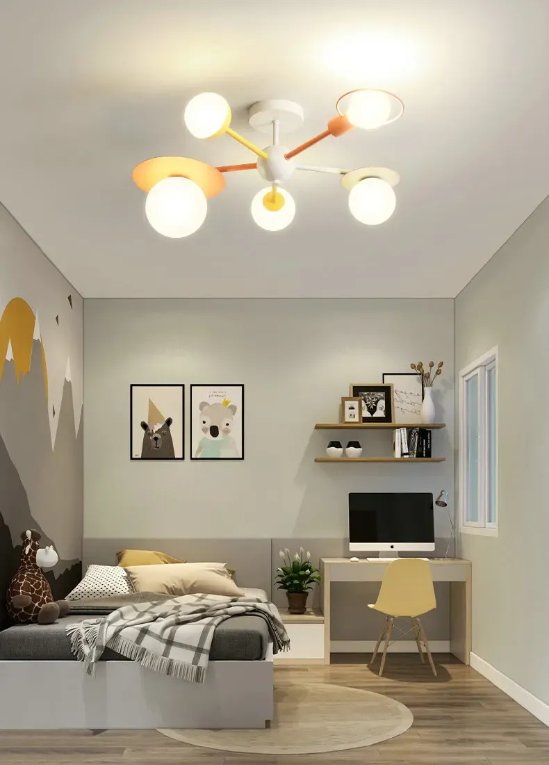 מנורת תקרה מקרון זכוכית חלבית לחדר ילדים