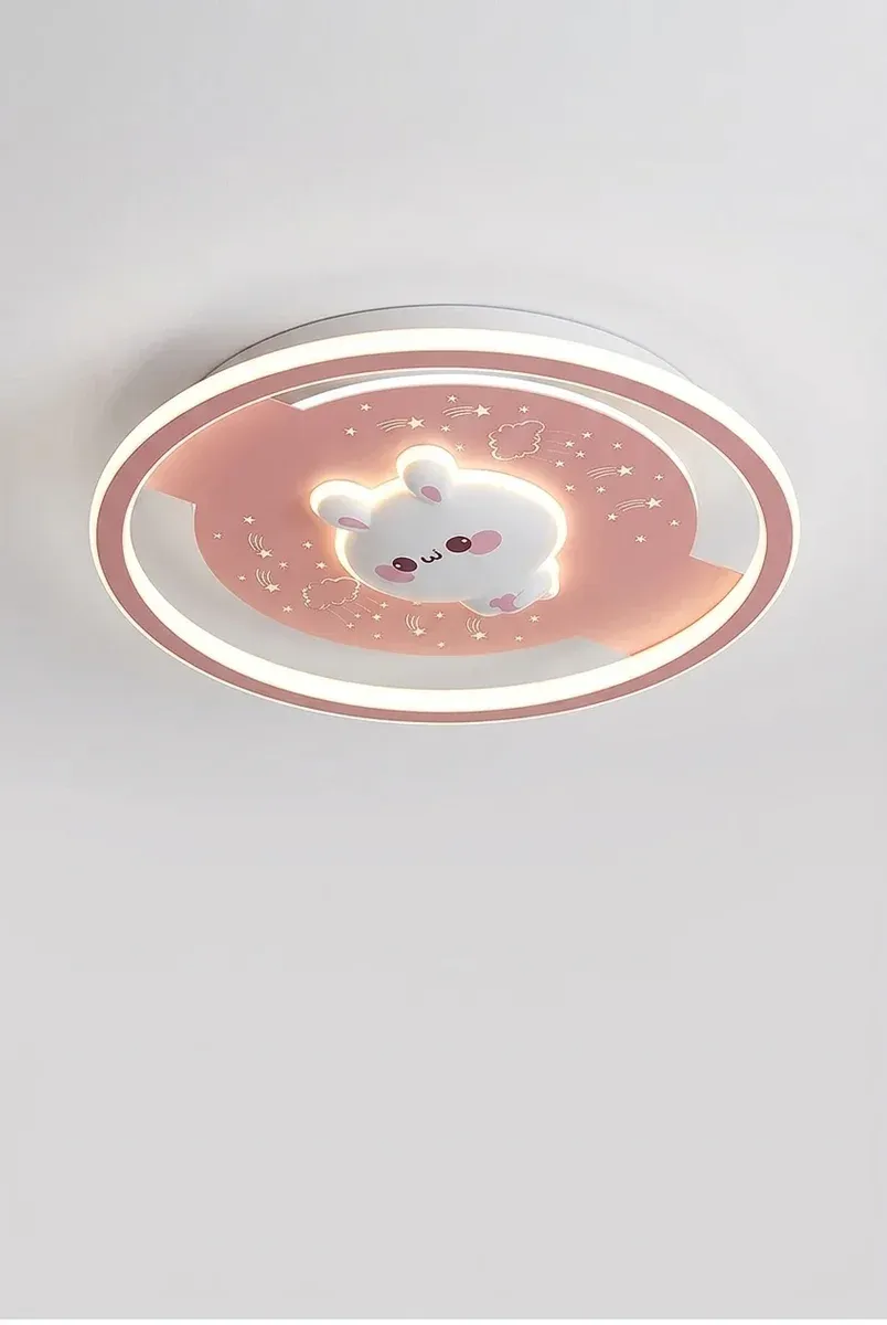 מנורת תקרה ארנבת ורודה לחדר ילדים