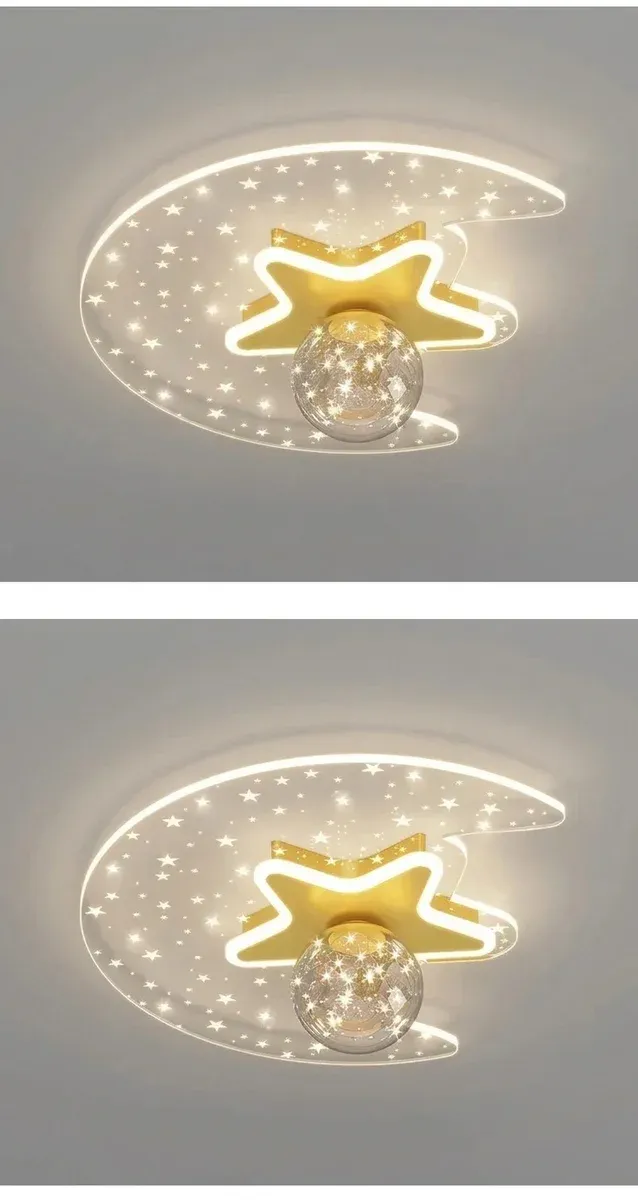 מנורת תקרה כוכב וירח לחדר ילדים