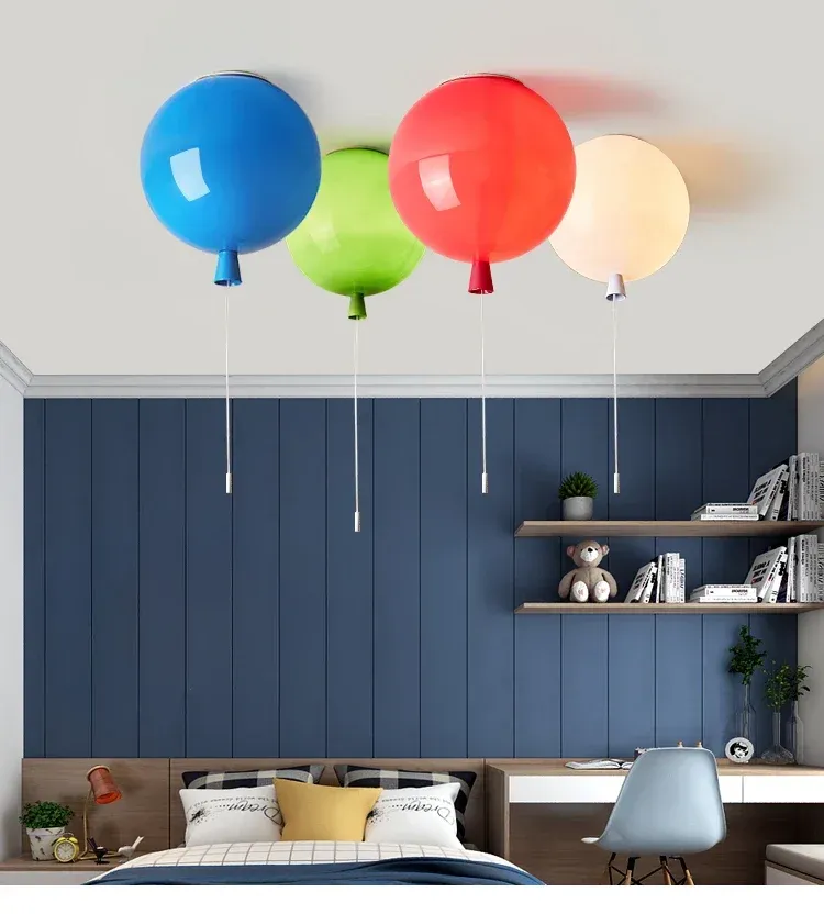 מנורת תקרה בלון צבעוני אקרילית לחדר ילדים