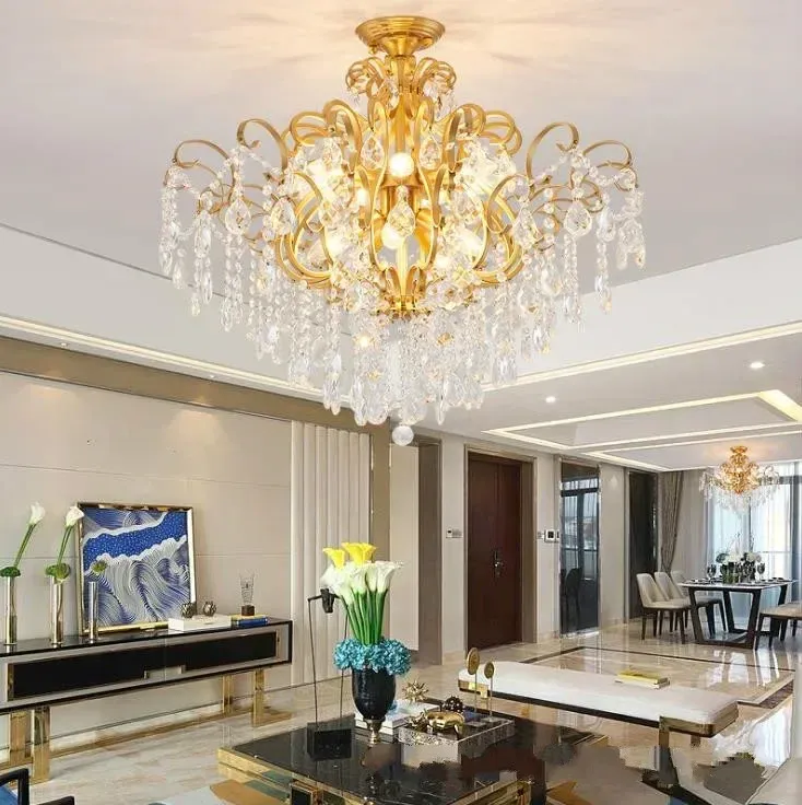 נברשת תקרה קריסטלית לילי בגוון זהב