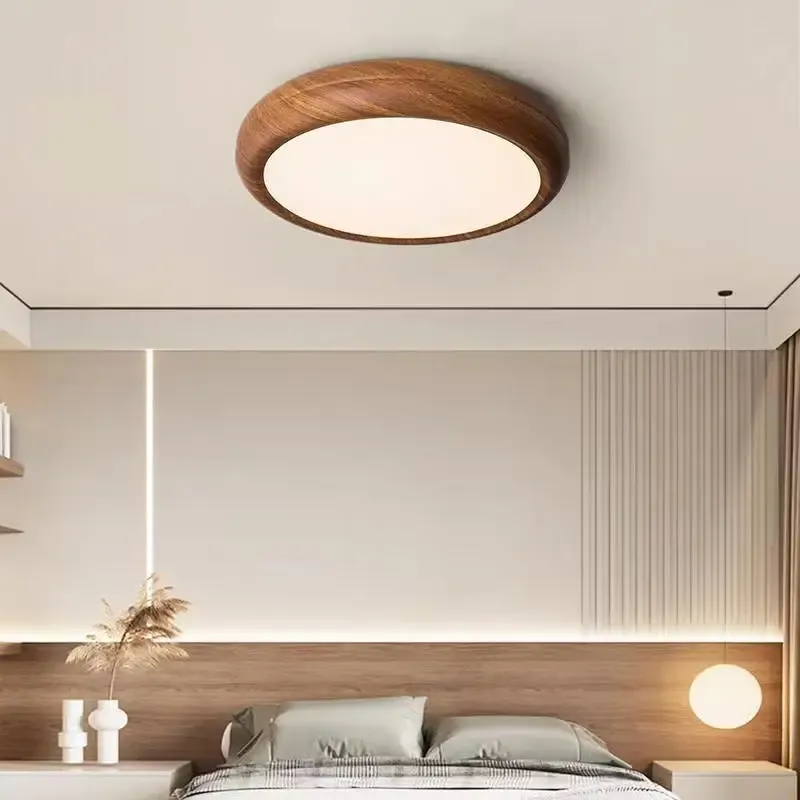 מנורת תקרה עגולה אגוז לד בעיצוב סקנדינבי