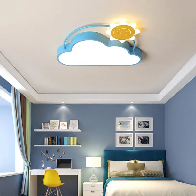 מנורת תקרה לד ענן פרח כחול לחדר ילדים