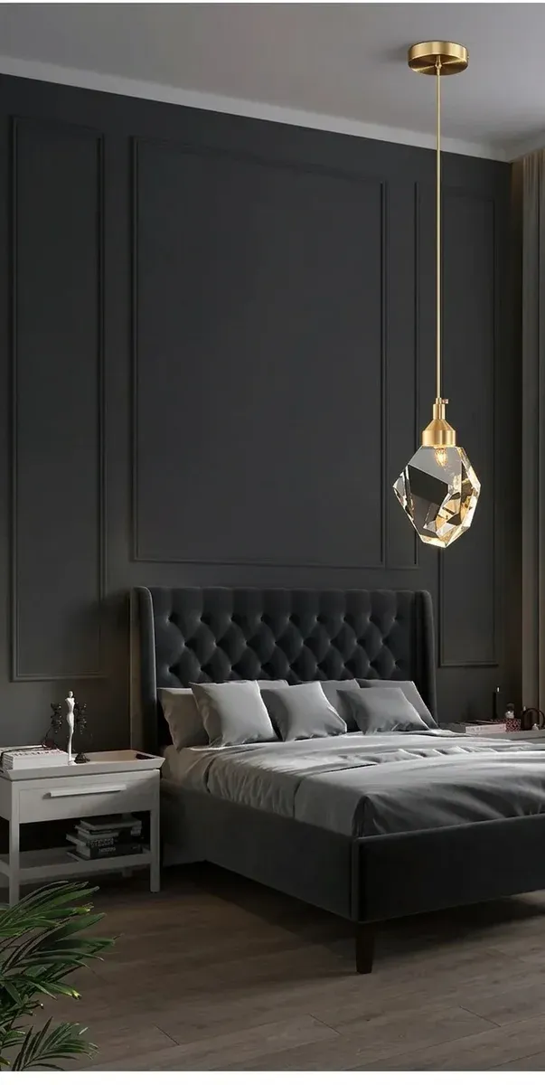 מנורת תלייה קריסטל נחושת קומפקטית נקייה