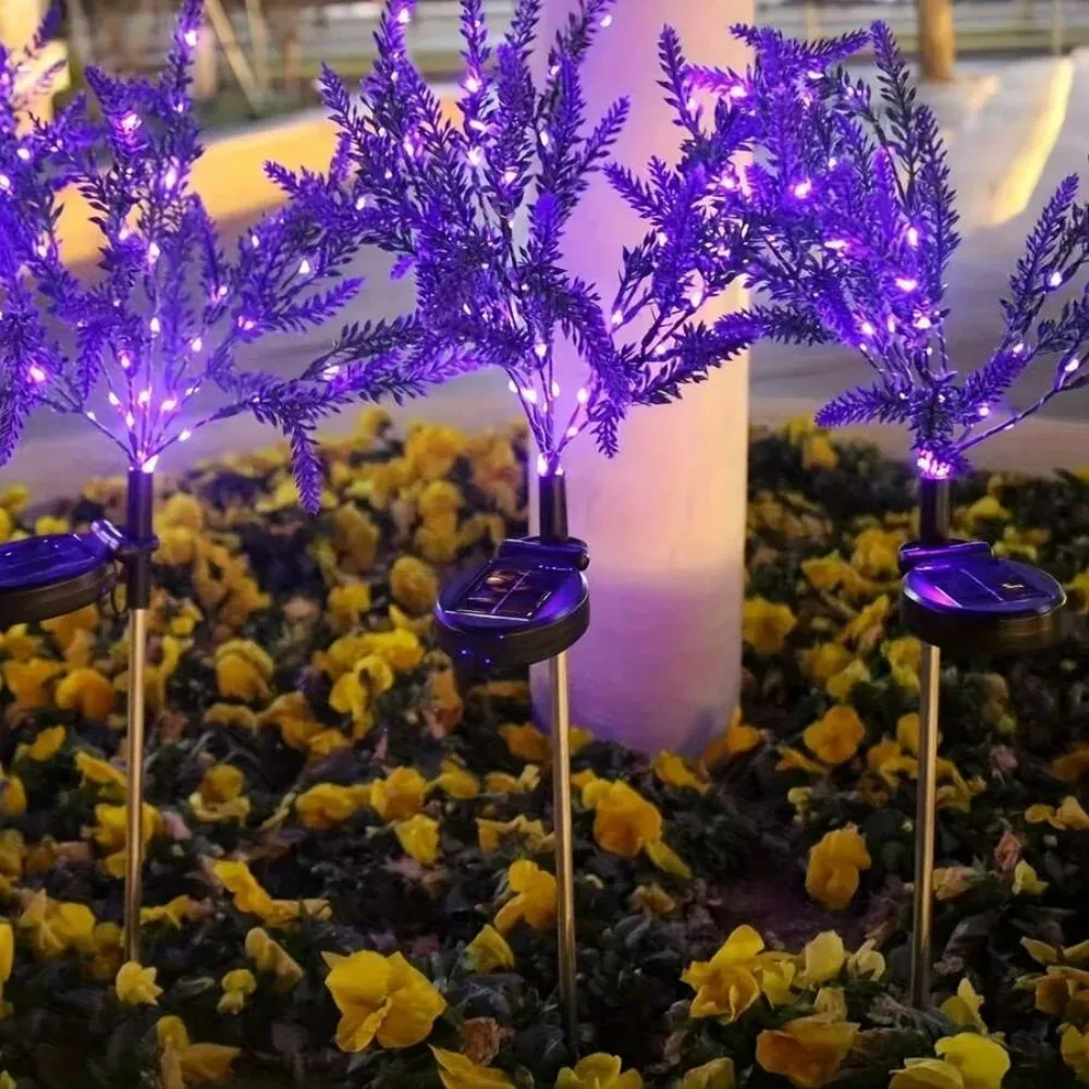 מנורת גינה סולארית פרחונית סגולה