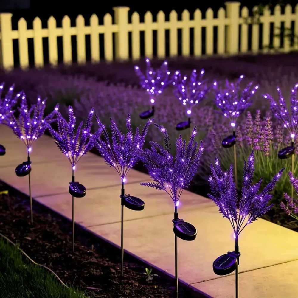 מנורת גינה סולארית פרחונית סגולה