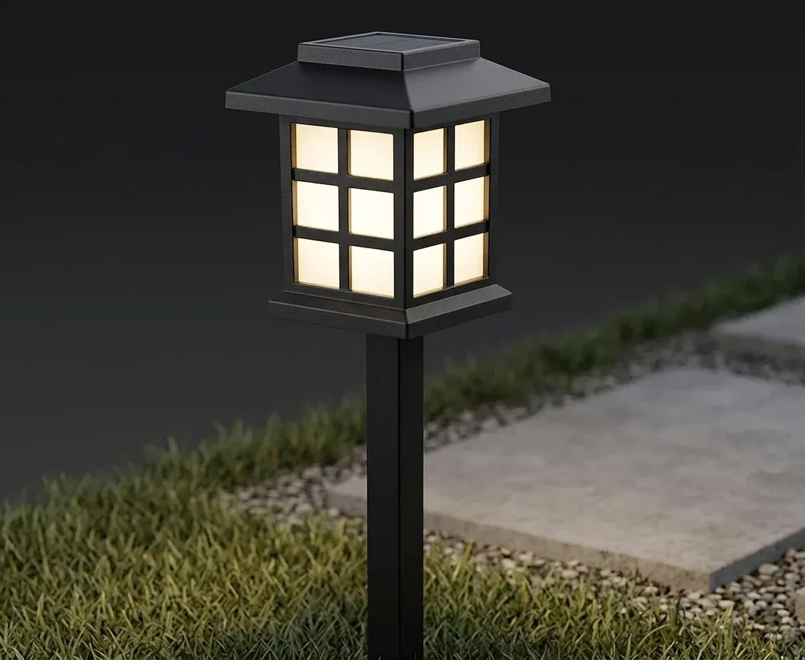 פנסי שביל סולאריים שחורים לגינה