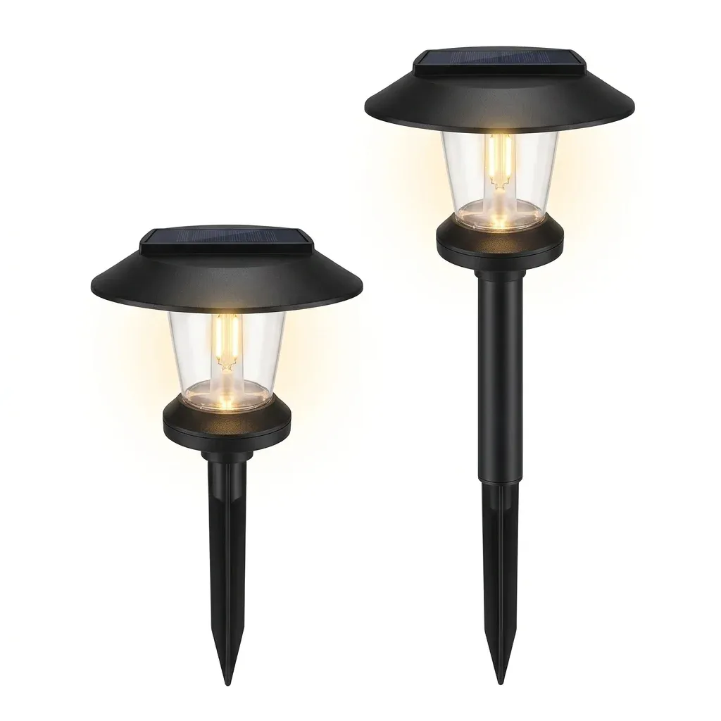 פנסי שביל סולאריים שחורים בגוון חם