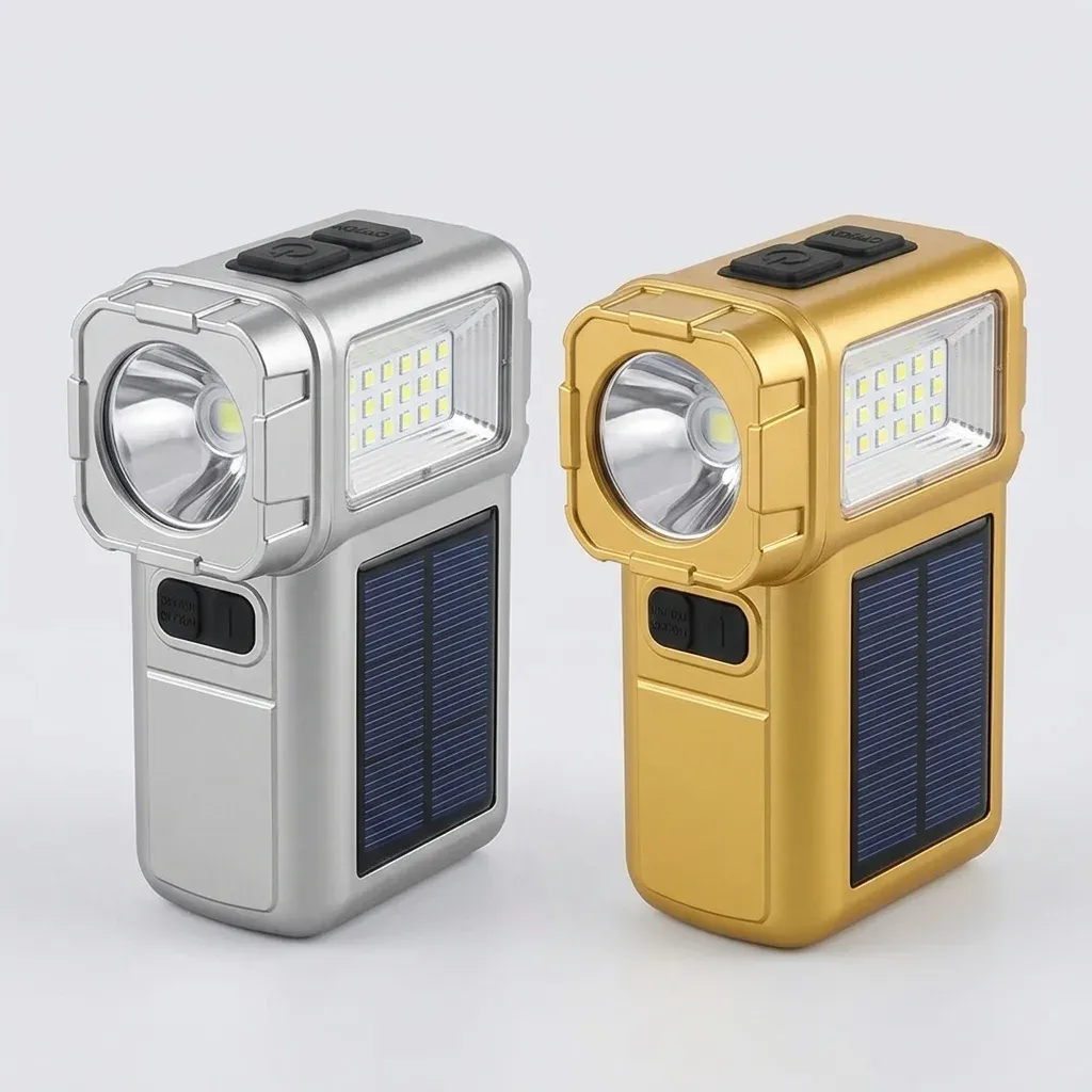 פנס יד נטען חזק עם תאורת הצפה