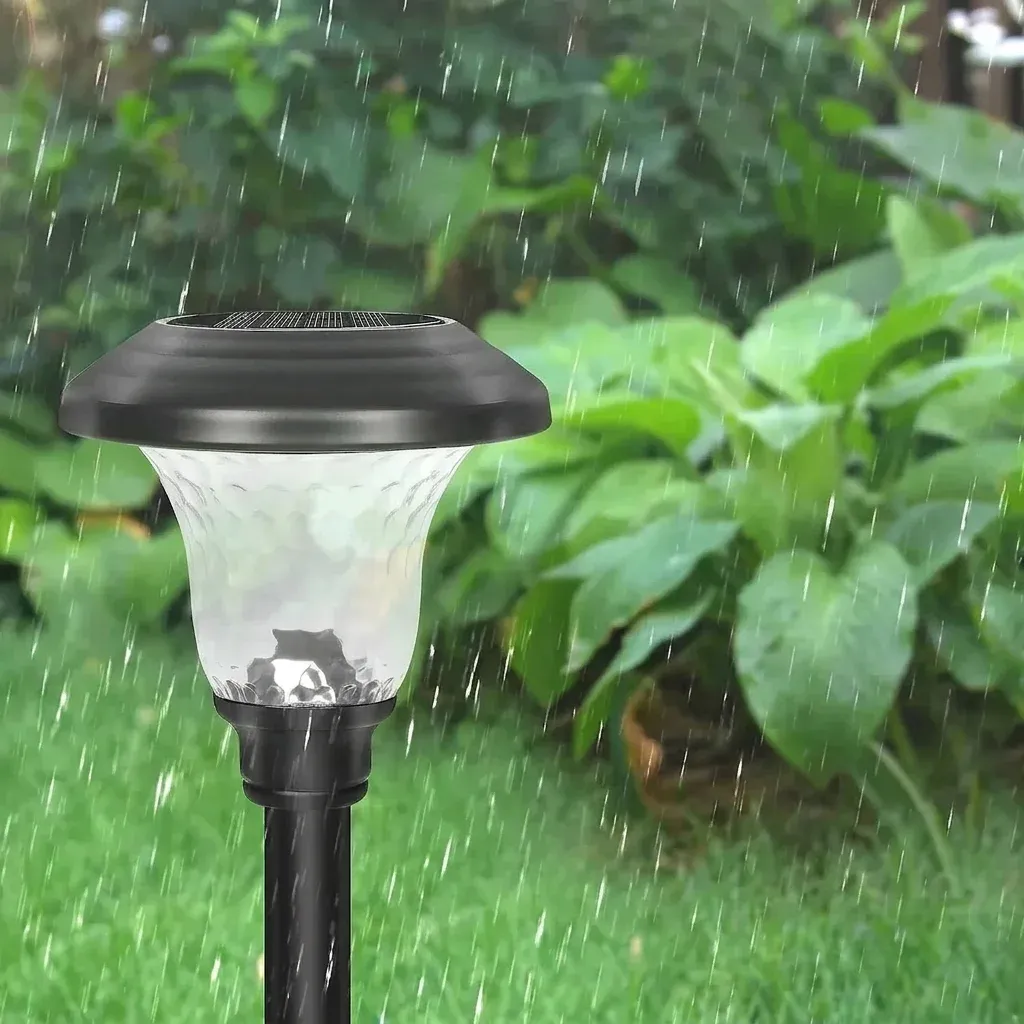 פנס שביל סולארי דקורטיבי שחור עם זכוכית