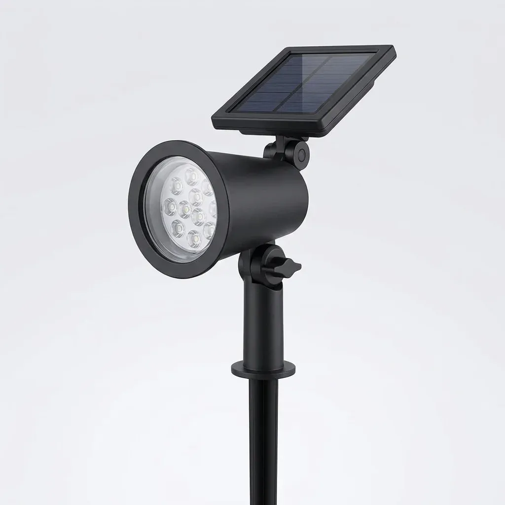 זרקור קרקע סולארי מתכוונן שחור לגינה