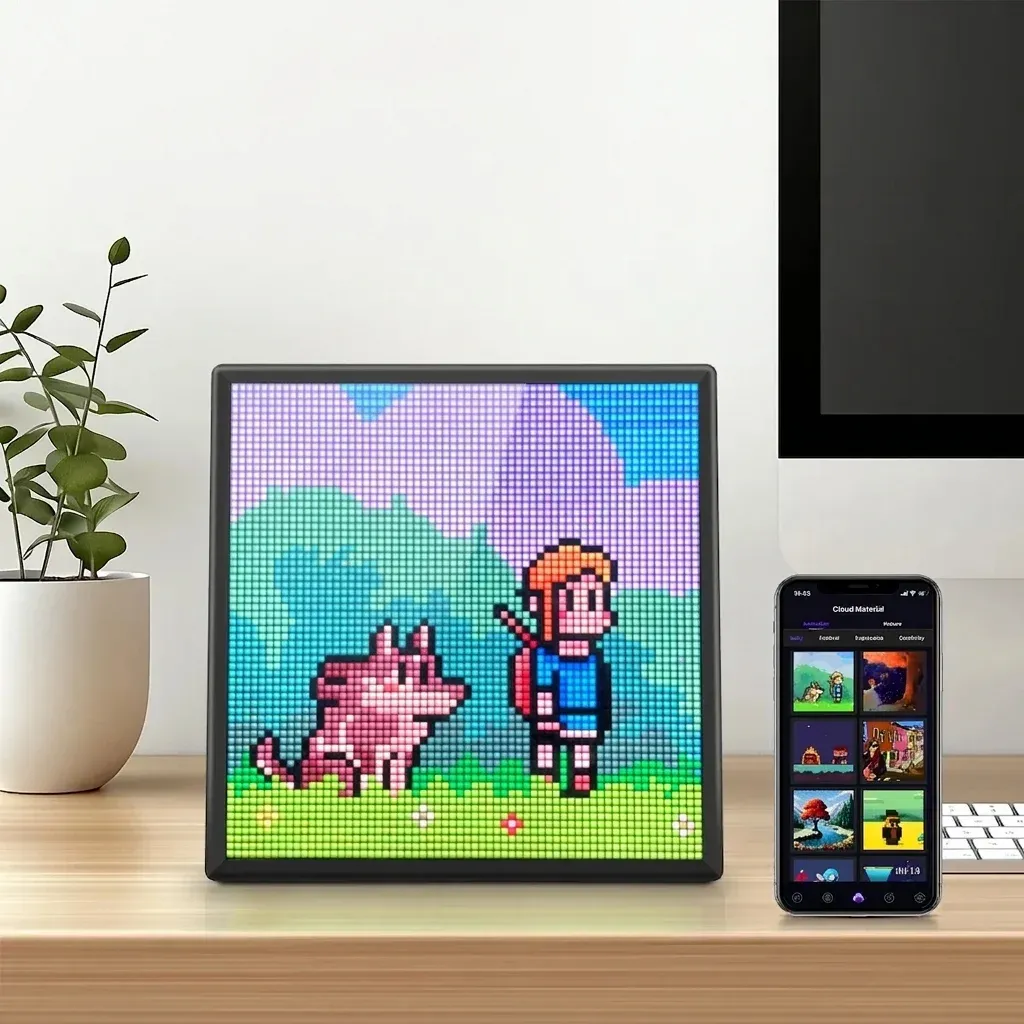 לוח פיקסלים חכם שחור לתצוגה שולחנית