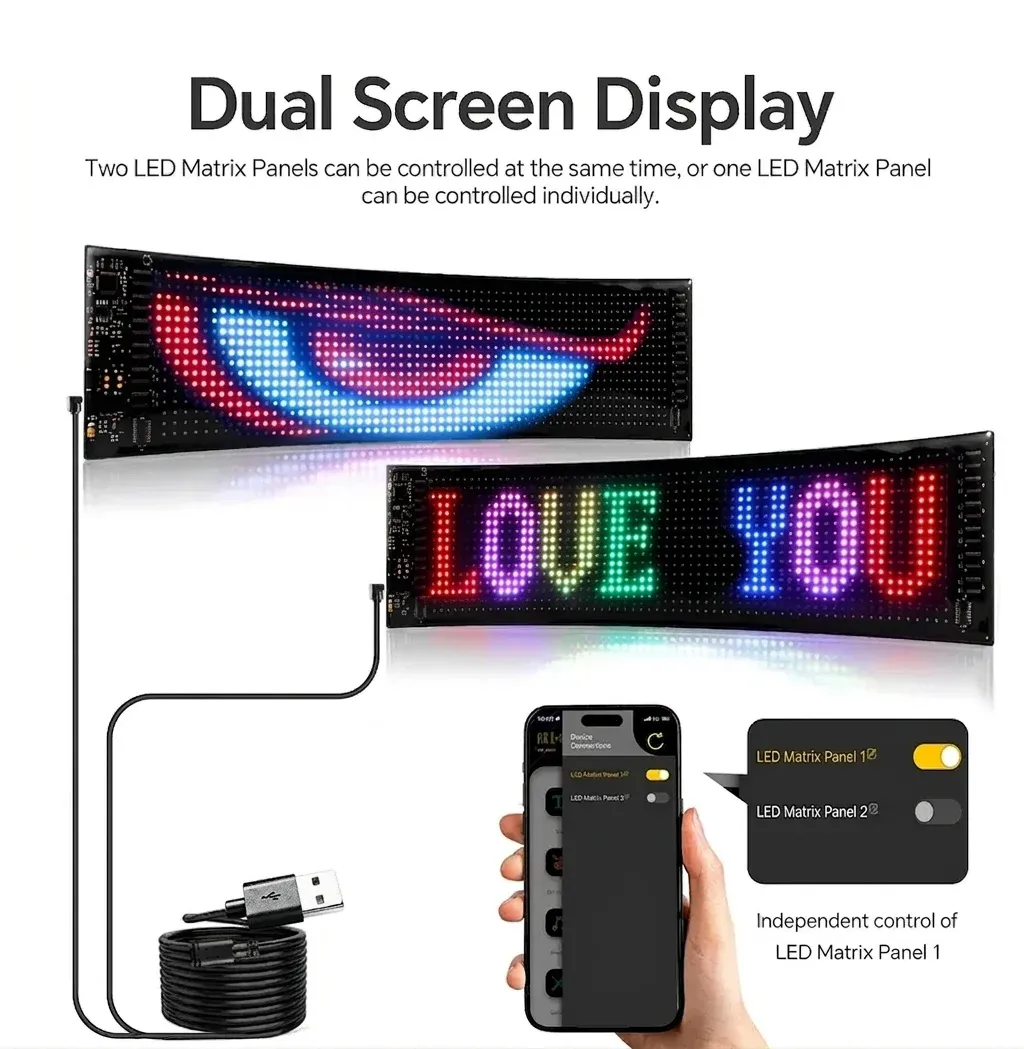 פאנל פיקסלים גמיש צבעוני לרכב ולעסק