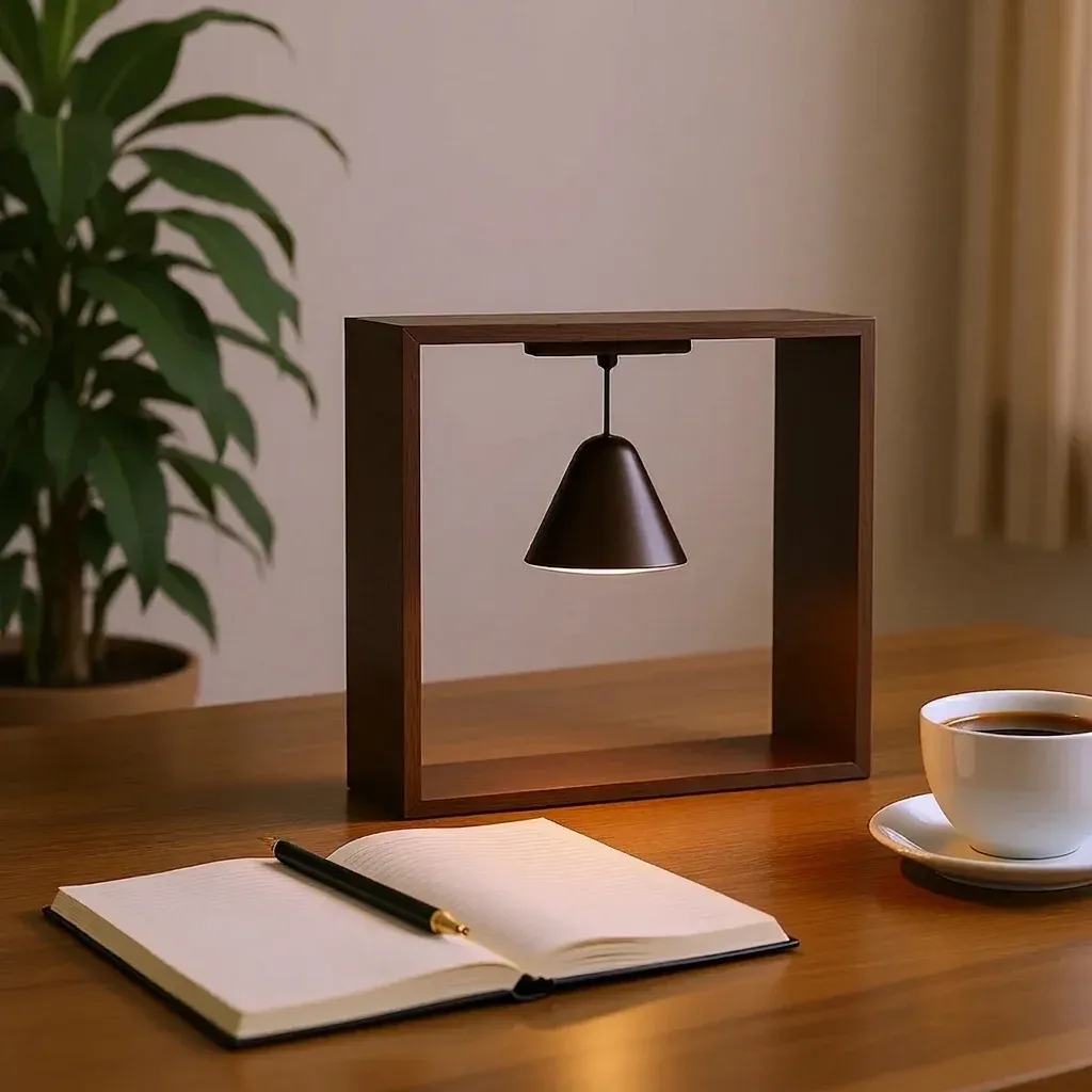 מנורת שולחן אלומיניום מודרנית חומה