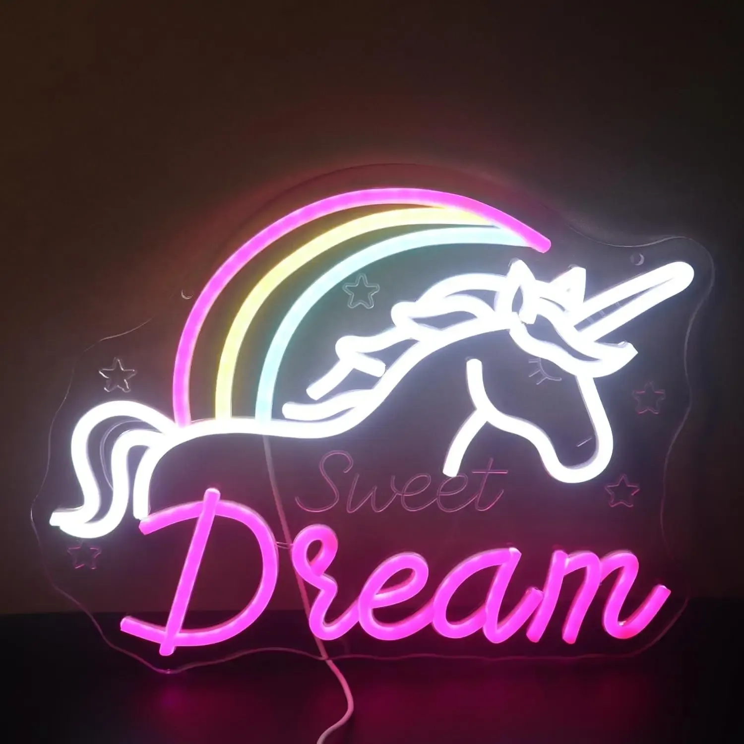 שלט ניאון לד חד קרן קשת לחלום מתוק