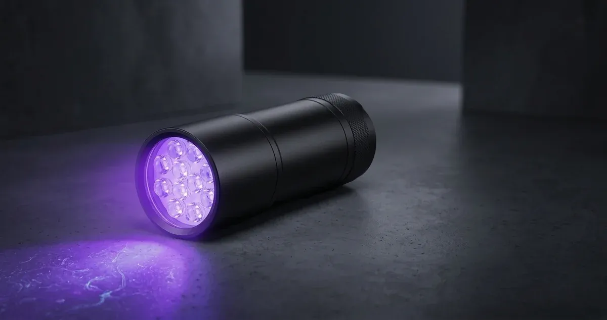 פנס אולטרה סגול קומפקטי שחור נקי