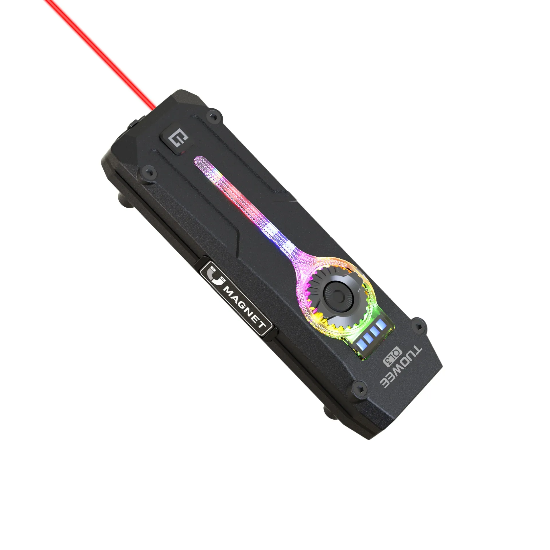 פנס כיס נטען רב מצבי עם קרן אדומה, אולטרה סגול וצבעוני