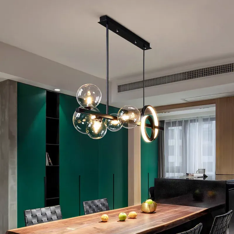 נברשת זכוכית גלילית מודרנית עם גוף ברזל