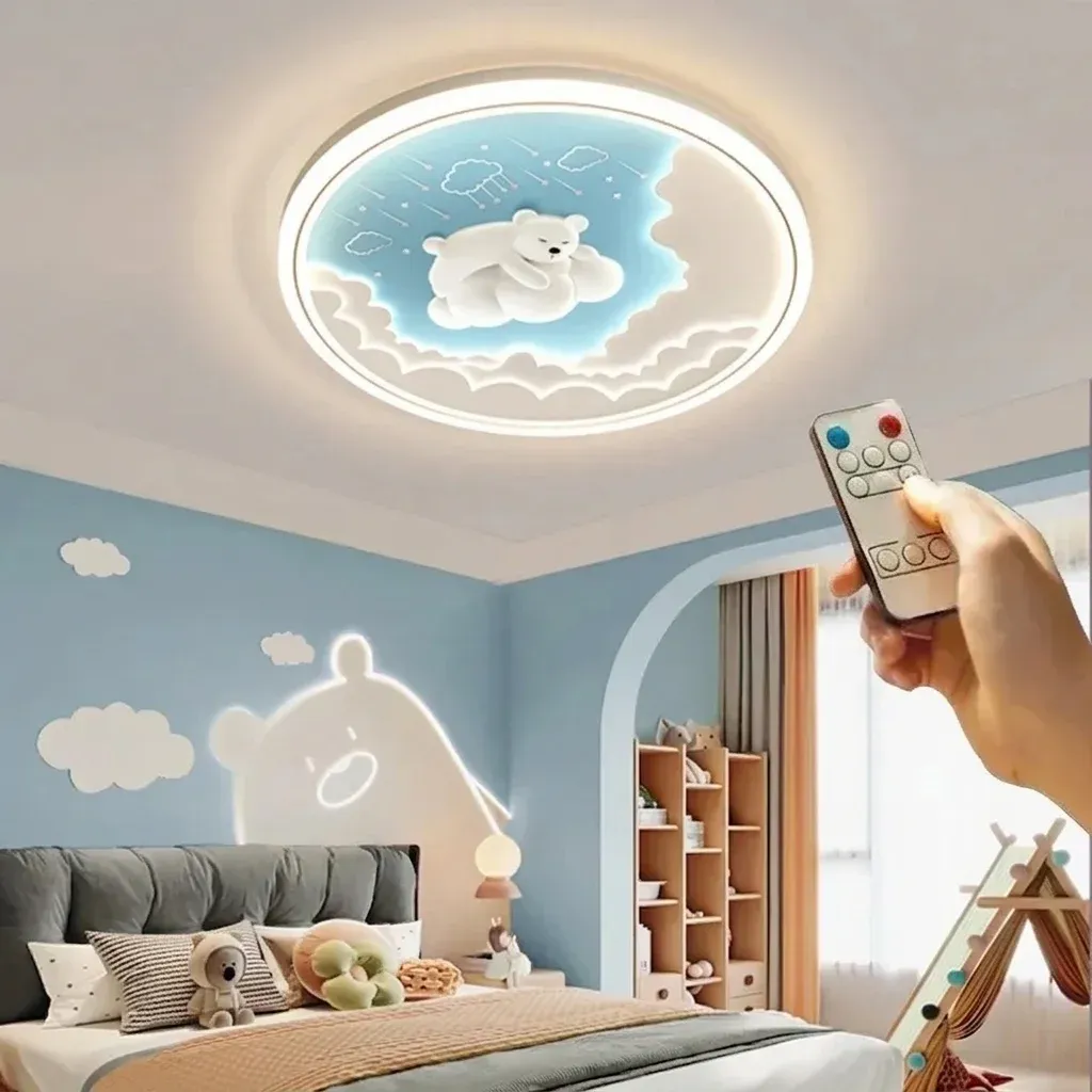 מנורת תקרה דוב כחול לד לחדר ילדים