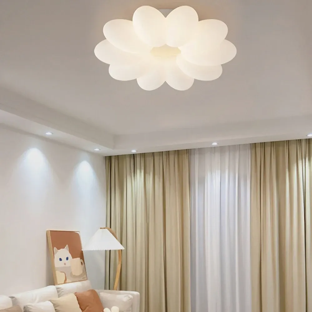 מנורת תקרה פרח לד לבנה 55 ס״מ עם 3 גווני אור