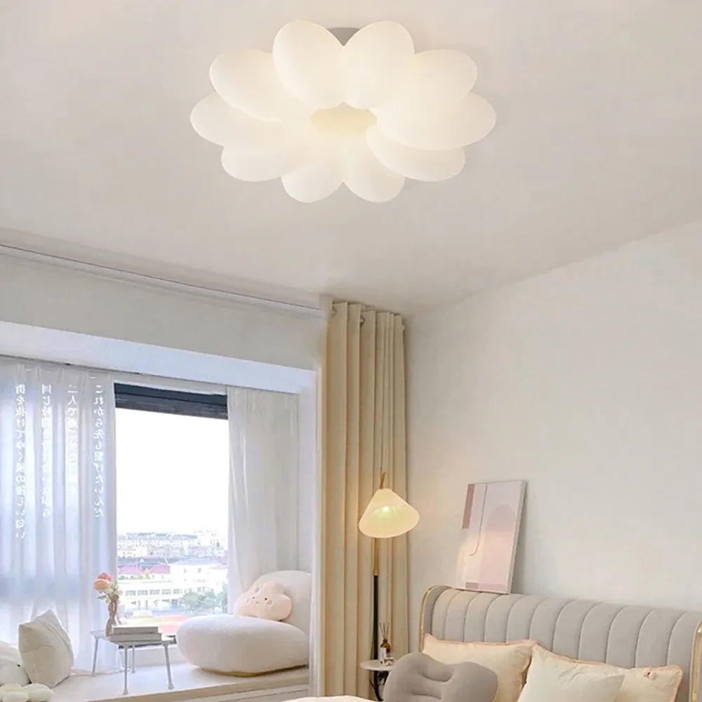 מנורת תקרה פרח לד לבנה 55 ס״מ עם 3 גווני אור